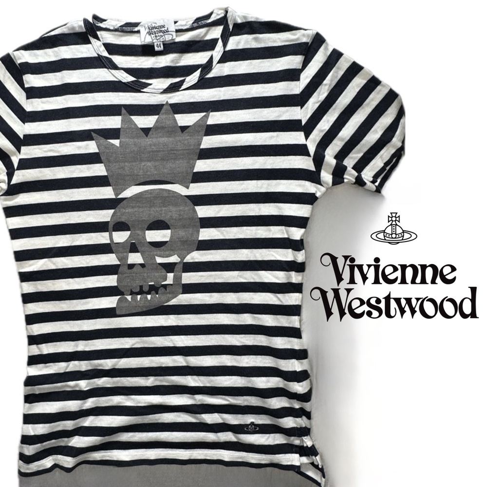 Vivienne Westwood Black and White Skull Tee - Size L